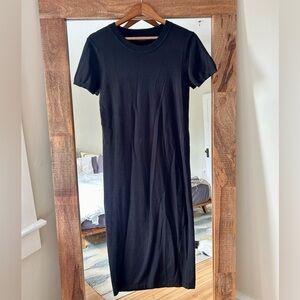 Hatch Eliza Black Short-Sleeve Midi Maternity Dress
